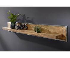 Wandregal 170cm "Orlando" Sheesham & Edelstahl