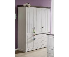 Kleiderschrank 158cm 3-türig "Anna" Kiefer weiß