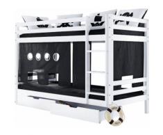 Hoppekids Etagenbett »Pirat«, Liegefläche 70/160 cm, schwarz, Set Etagenbett inkl. Vorhang, 2 Matratzen und 2 Rollrosten