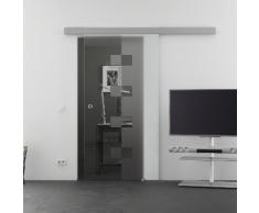 Glasschiebetür 775x2050mm Würfel-Siebdruck (W) Griffmuschel Basic-Schienensystem Levidor