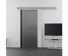 Glasschiebetür 775x2050mm Idea-Siebdruck (I) Griffmuschel Basic-Schienensystem Levidor