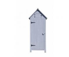 Leco Gartenschrank Holz Schrank Aufbewahrung Geräte Schuppen Vintage Look grau