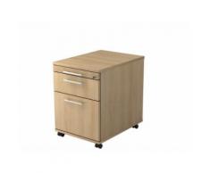 Rollcontainer 58cm, 1 Schub, 1 HR, Schloß RE Eiche