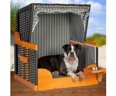 Hunde Katzen Strandkorb mit Wassernapf, anthrazit, grau-weiß, Hundekorb, Hundebett, von Lilimo ®