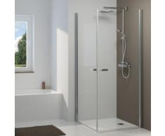 Eckdusche 90x90 x200 cm (LxB xH), Typ 5005215, 2 Pendeltüren, Alu Silber