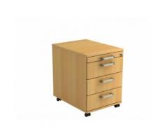 Rollcontainer 58cm, 3 Schübe, Schloß CE Buche