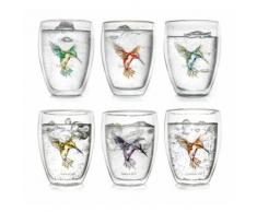 Creano 6-tlg. Set Thermoglas 250ml "Hummi" (blau, grün, rot, gelb, orange, lila), doppelwandig