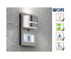 Edelstahl Hausnummernleuchte mit Bewegungsmelder Marvel, E27 & 1x 1,7W LED