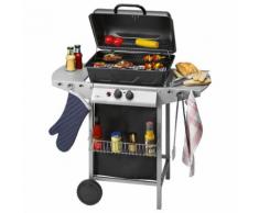 Hochwertiger Gas Grill Räder 2 Brenner Grillrost Ablage Korb Clatronic GG 3590