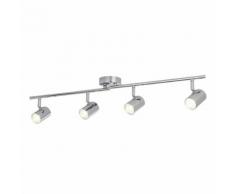 LED Deckenleuchte, Schienensystem, 4 Zylinderköpfe, Chrom
