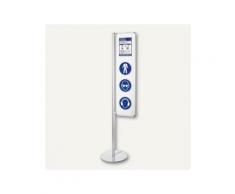 Bodenständer Infosäule - 260 x 1.000 mm, Magnettafel beidseitig, silber/weiß, 74