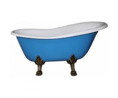 Freistehende Luxus Badewanne Jugendstil Roma Hellblau/Weiß/Altgold 1470mm - Barock Badezimmer - Mod1