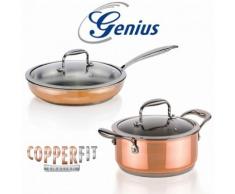 Genius - Copperfit Kupfer-Aluminium-Edelstahl Kochtopf Pfannen Set 4-tlg. Ø20+24