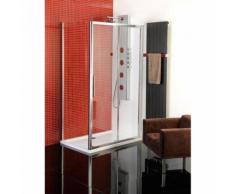 Eckdusche 110x100 x200 cm (LxB xH), mit Schiebetür, Alu Hochglanz