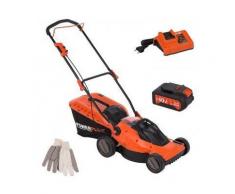 Powerplus Dualpower Rasenmäher 40V + Akku 40V Li-Ion + Ladegerät + Handschuhe