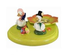 Osterdeko Osterbrett bunt mit Gänse und Teelicht 8cm NEU