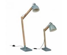 relaxdays 2er Lampen-Set grau Stehlampe Schreibtischlampe Nachttischlampe Standleuchte