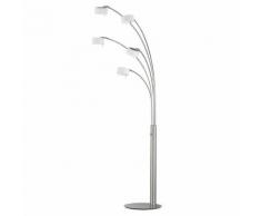Standleuchte Honsel Cin LED Bogenlampe 5-flammig dimmbar Nickelmatt Weiß Standlampe