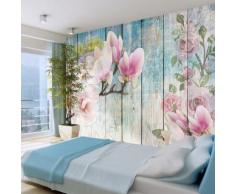 250x175 cm Fototapete Pink Flowers on Wood