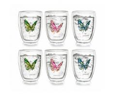 Creano 6-tlg. Set Thermoglas 250ml "Colourfly" (2xrot,2xblau,2xgrün), doppelwandig
