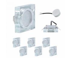 6x LED Einbauleuchten Quadro inkl. 5W 3000K 230V Modul flache Einbautiefe 35mm Klar/Glas