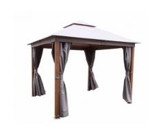 Leco Alu Pavillon Elegance 3x3m + Seiten Garten Terrasse Überdachung Holz Optik