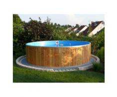 Holzpool mit Echtholzverkleidung als Komplettset inkl. Zubehör, Tiefe 1,2m