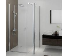 Eckdusche 90x90x200 cm (LxBxH), Typ 5005243, Pendeltür mit Seitenwand, Alu Silber, Links