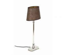 Tischleuchte Tischlampe Lampe Metall Leder Braun Silber Nachttischlampe Landhaus Leuchte Leguan Neu