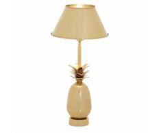 Tischlampe gold Metall rund 30cm 1-flammig Ananas Tischleuchte Nachttischlampe - Pineapple