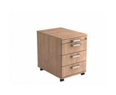 Rollcontainer 58cm, 3 Schübe, Schloß CE Nussbaum