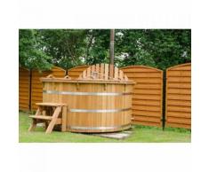 Badefass Bottich Hot Tub D 2 m Fichte Ofen Innen Badetonne Sauna Holzofen