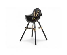 2 in 1 Hochstuhl mit Gurt und Bügel, Evolu 2 Schwarz Gold Childhome