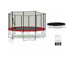 Ls-T430-Pa14-12 (Rd) LifeStyle ProAktiv Gartentrampolin Trampolin � 430cm - 14ft - Geprüft -