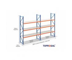 4,6m Lagerregal mit Stahlböden, 2,5m hoch, 60cm tief, mit 3 Ebenen