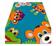 Kinderteppich Bunte Tierwelt sehr Weich & Strapazierfähig Teppich Cool Tiga türkis - Ftit