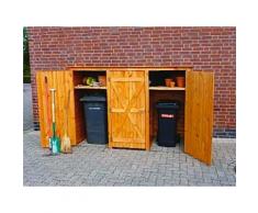 Holz-Mülltonnenschrank 3türig Geräteschrank Gartenschrank Mülltonnenaufbewahrung