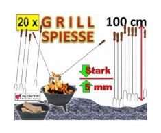 20 x 1 Meter 100 cm lange Grillspieße Grill Grillspieß Wurstspiesse Kugelgrill Feuerschale (Achtung