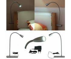 LED Bettlampe Sarah, Bettleuchte aus Aluminium, Schwanenhals Leselampe, 2er Set