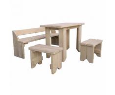 FSC Kindersitzgruppe Kindertisch mit Kinderbank und Hocker Massivholz