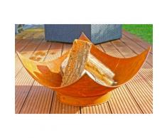 Feuer-Schale 60cm Rostlook Designer Feuer-Korb Grill-Feuer Feuer-Stelle eckig Planz-Schale Terrasse