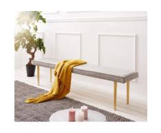 Esszimmerbank Metropolitan Grau 180x40 cm gepolstert Füße Messing Sitzbank