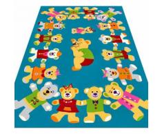Kinderteppich Teddyfamilie sehr Weich & Strapazierfähig Cool Rolo türkis - Frot
