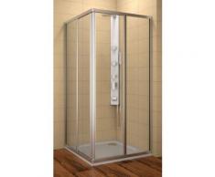 Skrh Eckdusche mit Schiebetüren, 80x80 cm, 185 cm Höhe, Klarglas, Elox