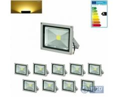 ECD Germany 9er Pack LED Flutlicht Fluter 20W Ip65 Warmweiß Außenstrahler Wandstrahler Strahler