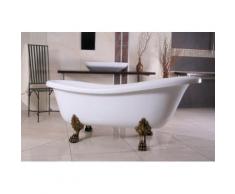 Freistehende Luxus Badewanne Jugendstil Roma Weiß/Altgold 1695mm von Casa Padrino - Barock Badezimme
