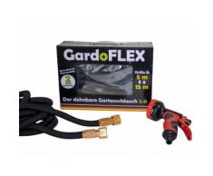 GardoFlex - Gartenschlauch, Flexibler Schauch Dehnbar bis zur 3- fachen Länge (15 Meter, Schwarz)