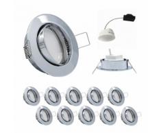10 x LED Einbauleuchten Set Chrom 5,5W 3000K 230V Modul ultra flache Einbautiefe 35mm