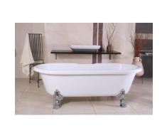 Freistehende Luxus Badewanne Jugendstil Milano Weiß/Silber - Barock Badezimmer