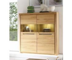 Vitrinen Zino Kernbuche massiv + Beleuchtung Sideboard Highboard Vitrinenschrank